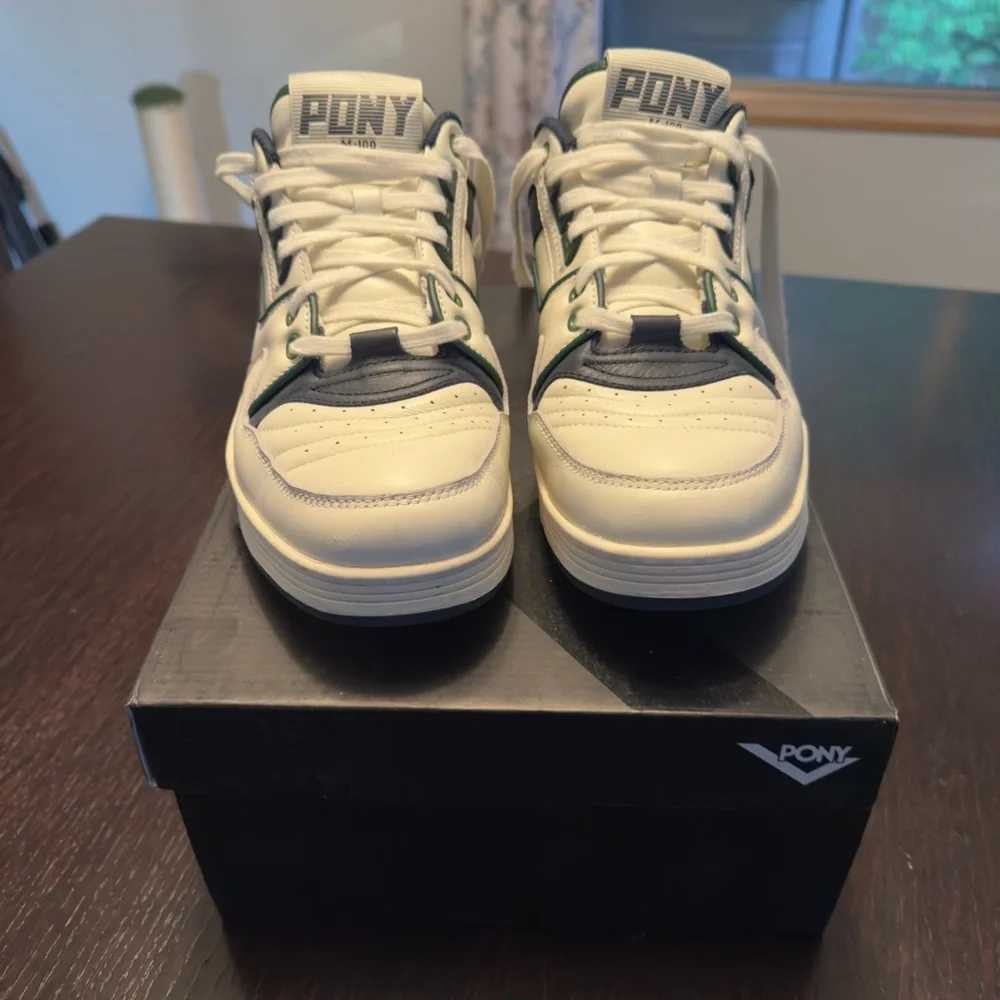 Pony Snow White/Navy Blue/Green M100 Low Archive Sneakers - Picture 2 of 8